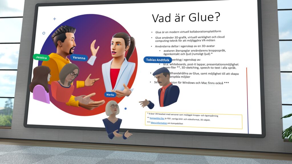 A screenshot from the virtual reality platform Glue.