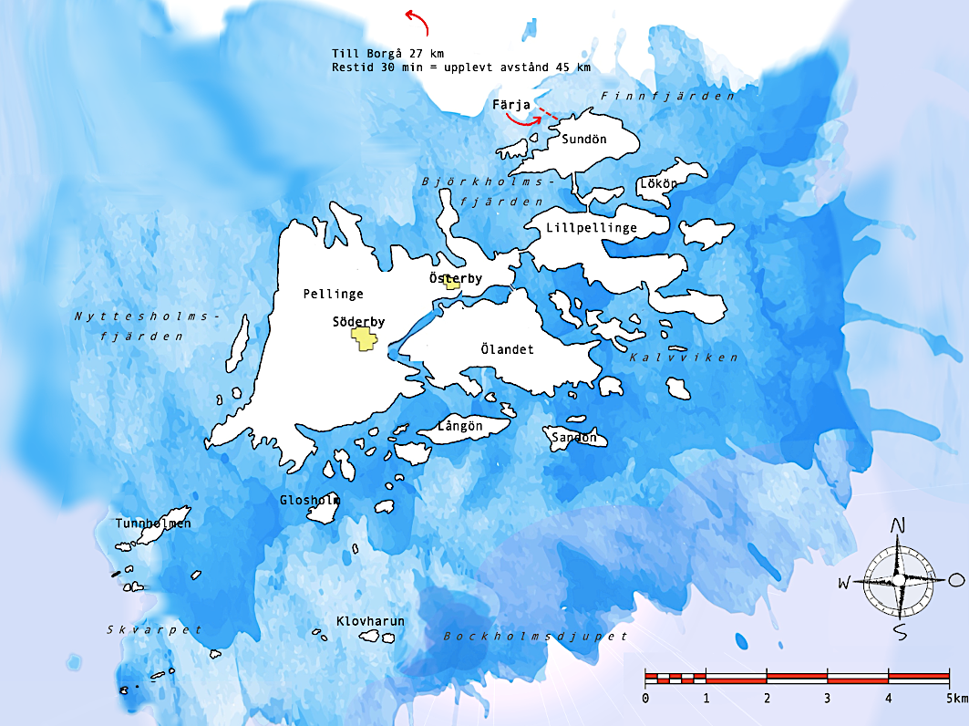 Karta övre Pellinges öar. 
