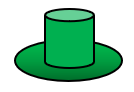 En grön, ritad hatt. 