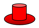 Punainen piirretty hattu. 